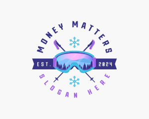 Ski Poles Goggles logo design