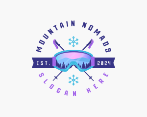 Ski Poles Goggles logo design