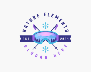 Ski Poles Goggles logo design