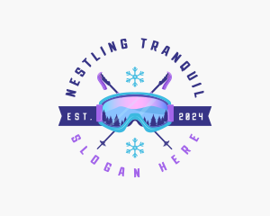 Ski Poles Goggles logo design