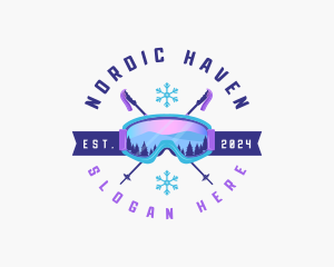 Ski Poles Goggles logo design