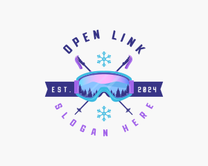 Ski Poles Goggles logo design