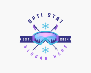 Ski Poles Goggles logo design