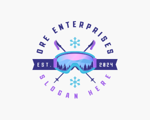 Ski Poles Goggles logo design