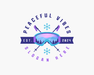 Ski Poles Goggles logo design