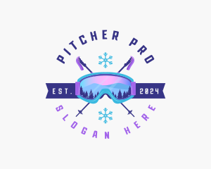 Ski Poles Goggles logo design