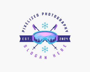 Ski Poles Goggles logo design