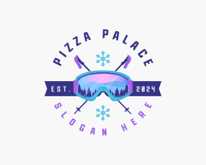 Ski Poles Goggles logo design