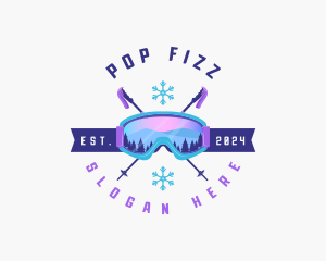 Ski Poles Goggles logo design