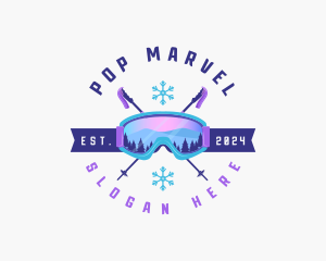 Ski Poles Goggles logo design