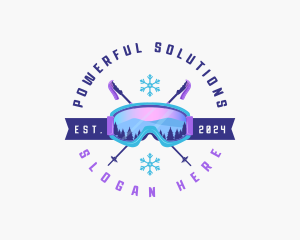 Ski Poles Goggles logo design