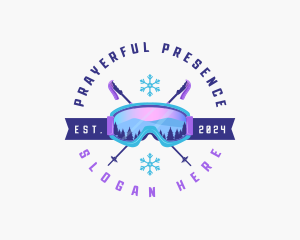 Ski Poles Goggles logo design