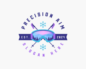 Ski Poles Goggles logo design