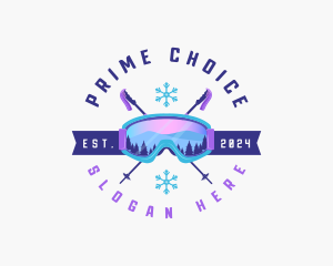 Ski Poles Goggles logo design