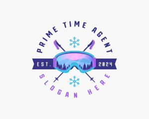 Ski Poles Goggles logo design