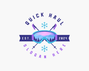 Ski Poles Goggles logo design