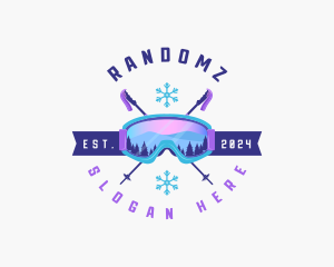 Ski Poles Goggles logo design