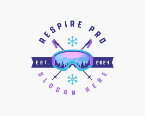 Ski Poles Goggles logo design