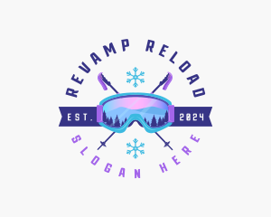 Ski Poles Goggles logo design