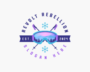 Ski Poles Goggles logo design