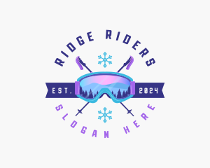 Ski Poles Goggles logo design