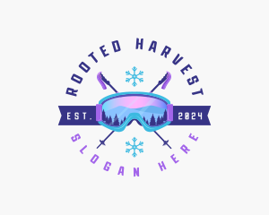 Ski Poles Goggles logo design