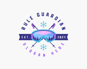 Ski Poles Goggles logo design