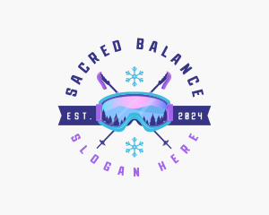 Ski Poles Goggles logo design