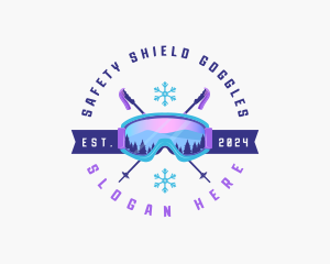 Ski Poles Goggles logo design