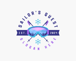 Ski Poles Goggles logo design