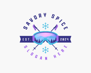 Ski Poles Goggles logo design