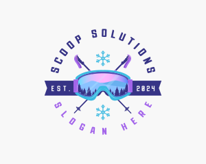 Ski Poles Goggles logo design