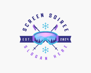 Ski Poles Goggles logo design