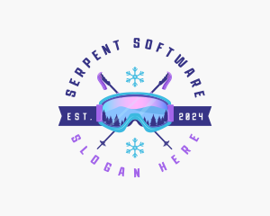 Ski Poles Goggles logo design