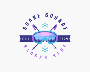 Ski Poles Goggles logo design