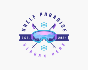 Ski Poles Goggles logo design