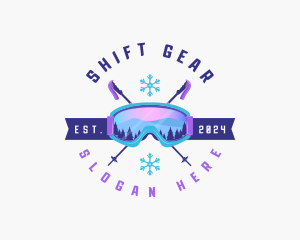 Ski Poles Goggles logo design