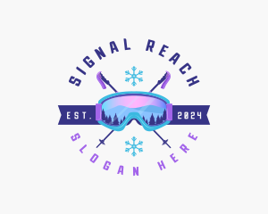 Ski Poles Goggles logo design