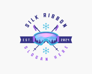 Ski Poles Goggles logo design