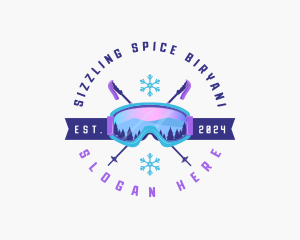 Ski Poles Goggles logo design