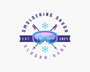 Ski Poles Goggles logo design