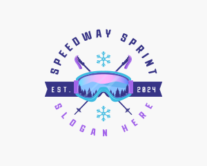 Ski Poles Goggles logo design