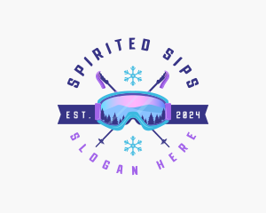 Ski Poles Goggles logo design