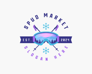 Ski Poles Goggles logo design