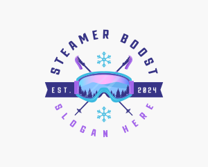 Ski Poles Goggles logo design