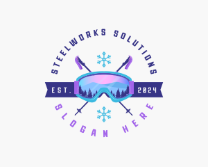 Ski Poles Goggles logo design