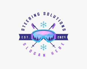 Ski Poles Goggles logo design