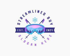 Ski Poles Goggles logo design