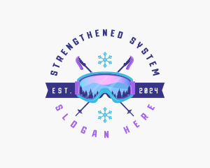 Ski Poles Goggles logo design