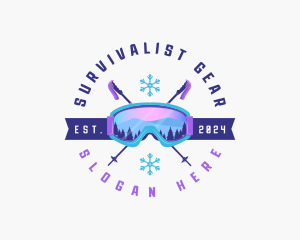 Ski Poles Goggles logo design